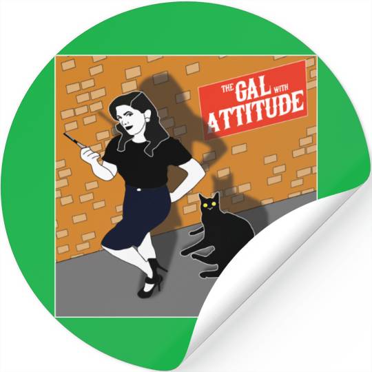 Gal with Attitude Pin up girl with cat U Stickers