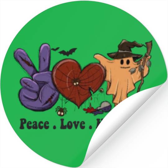 Fun Halloween Designs Peace Love Halloween Stickers