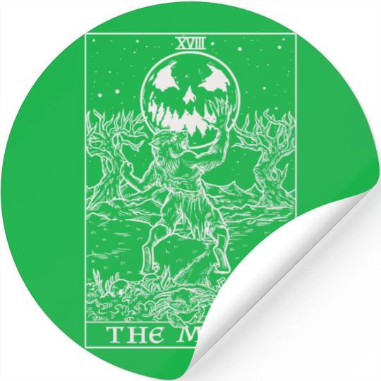 The Moon Tarot Card Halloween Werewolf Gothic Horr Stickers