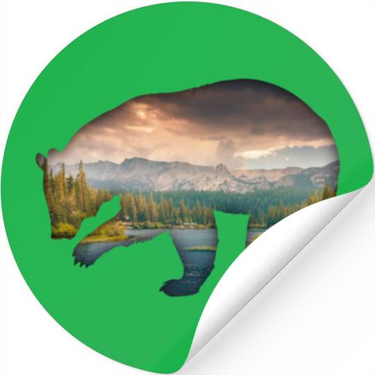 Bear bear silhouette with forest fill Stickers