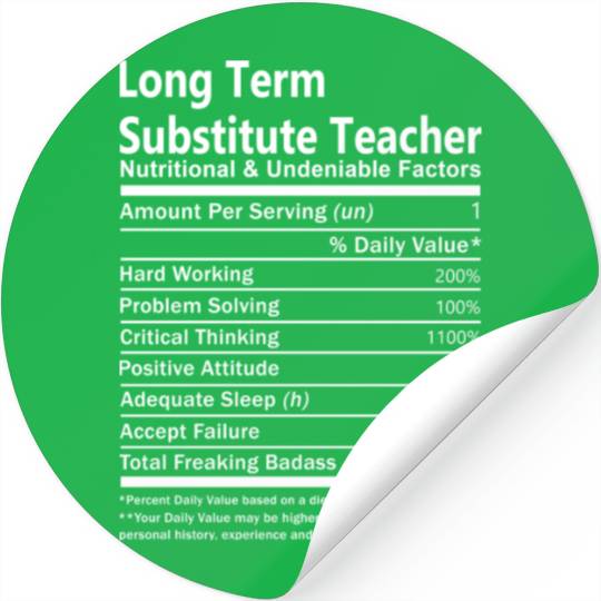 Long Term Substitute Teacher Stickers - Nutritional