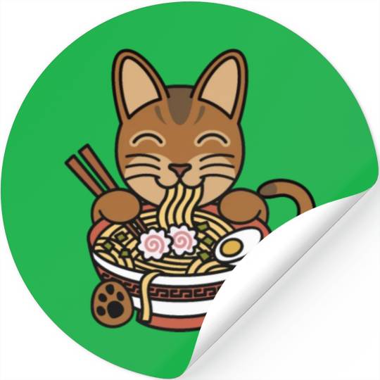 Abyssinian Cat Ramen Noodles Stickers