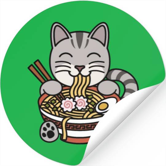 American Shorthair Cat Ramen Noodles Stickers