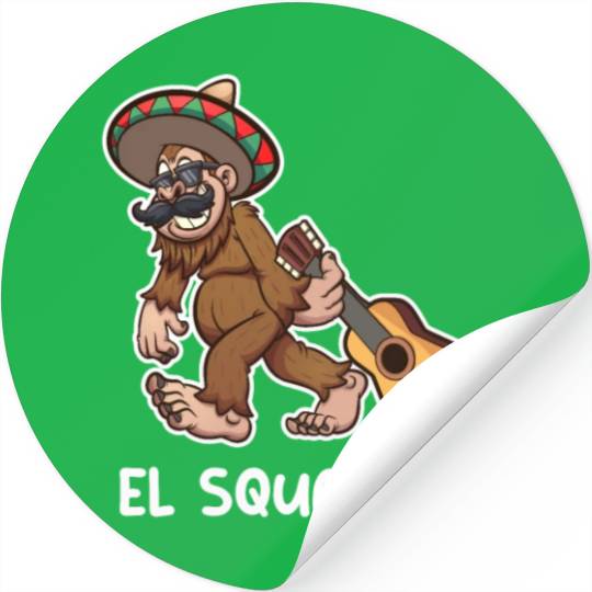 El Squatcho Funny mexican guitar sasquatch Stickers