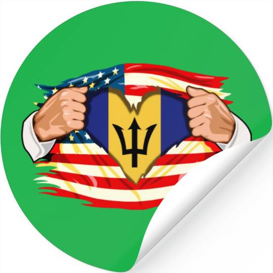 Barbados Who Live in America Barbadoan Flag Stickers