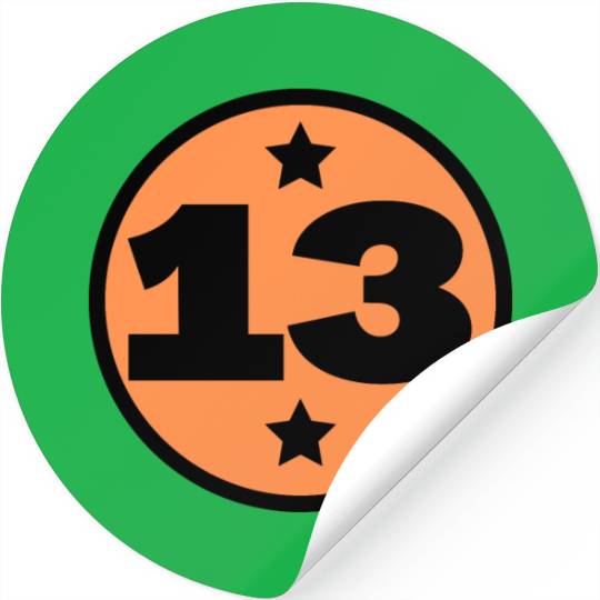 13 Circle Orange Black Birthday Age Stickers