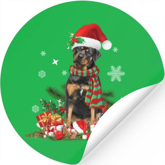 Christmas Rottweiler dog Holiday Rottie Stickers