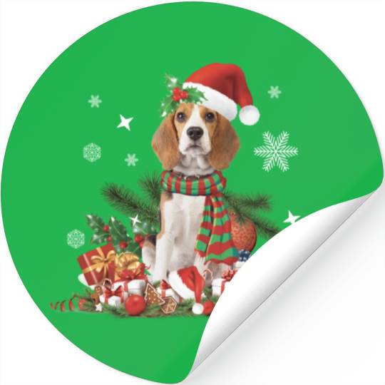 Christmas Beagle Dog Cute Stickers