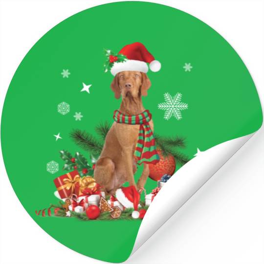 Christmas Hungarian Vizsla Dog Stickers