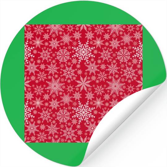 Snowflakes Pattern Red White Stickers