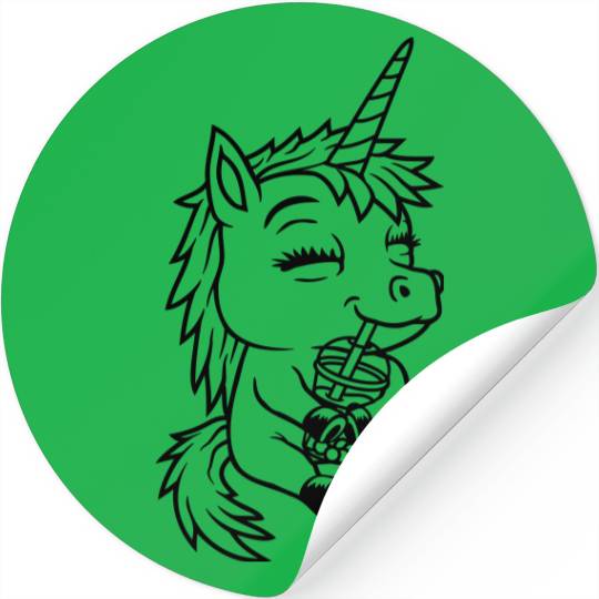 unicorn drinking boba tea Stickers