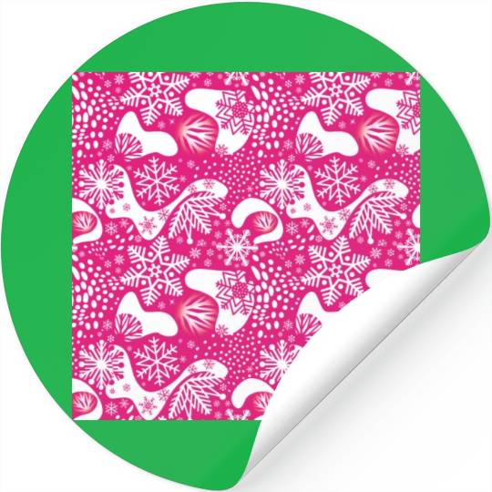 Abstract Pink Winter Pattern Stickers