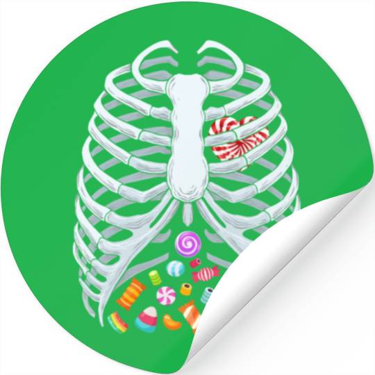 Funny Candy Skeleton Rib Cage Halloween Costume Stickers