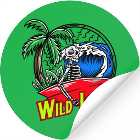 Surfing Skull by Wild Linus Germany Stickers