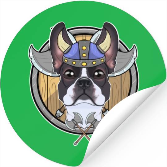 Boston Terrier I Valhalla I Viking Stickers