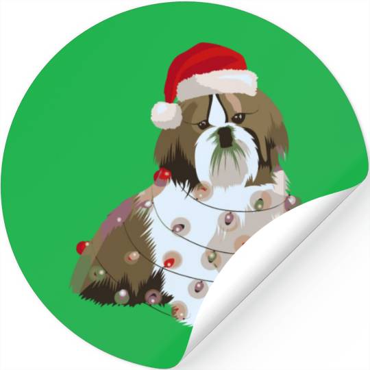 Shih Tzu Christmas Lights Xmas Dog Lover Stickers