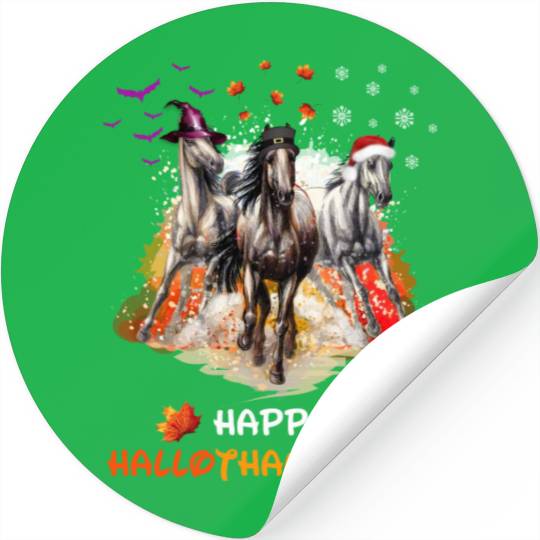 Horses Happy HalloThanksmas Stickers