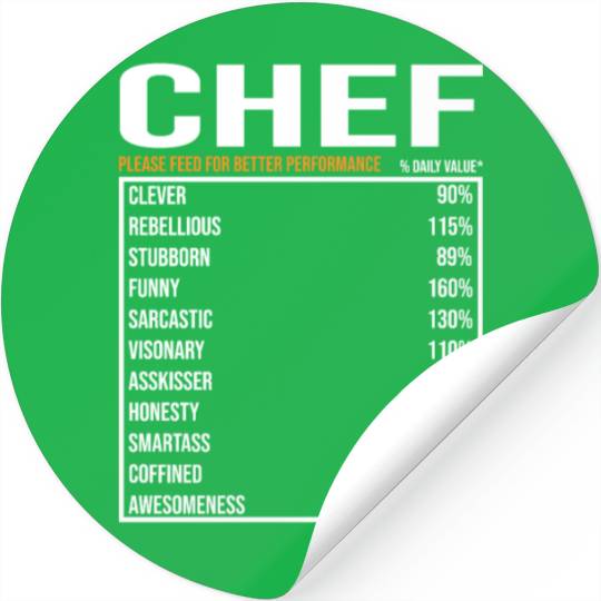 Chef Daily Value funny Chef Stickers