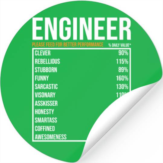 Engineer Daily Value funny Engineer Stickers