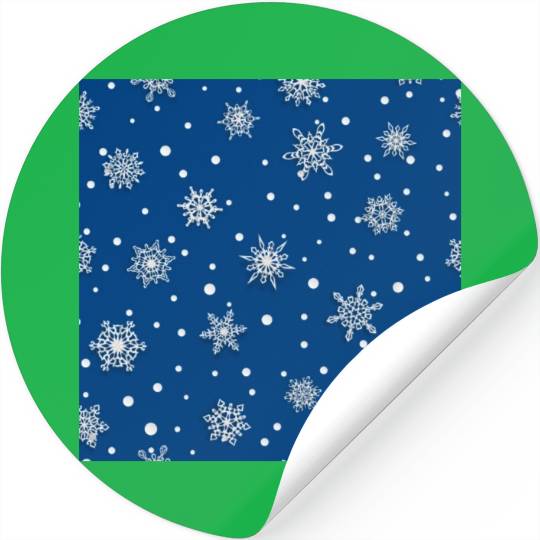 Modern Navy Blue Snowflakes Pattern Stickers