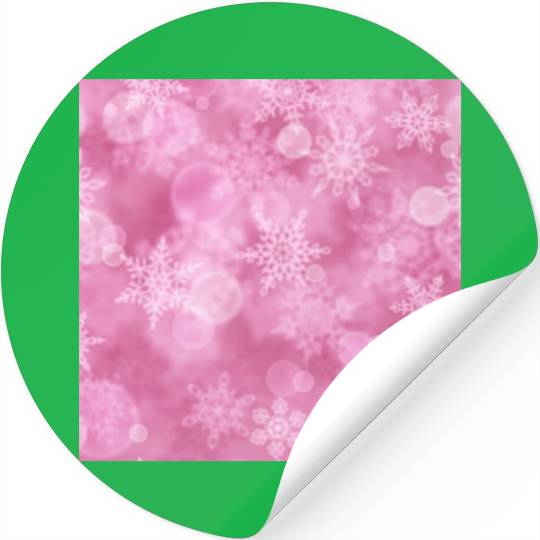 Pink White Snowflakes Pattern Stickers