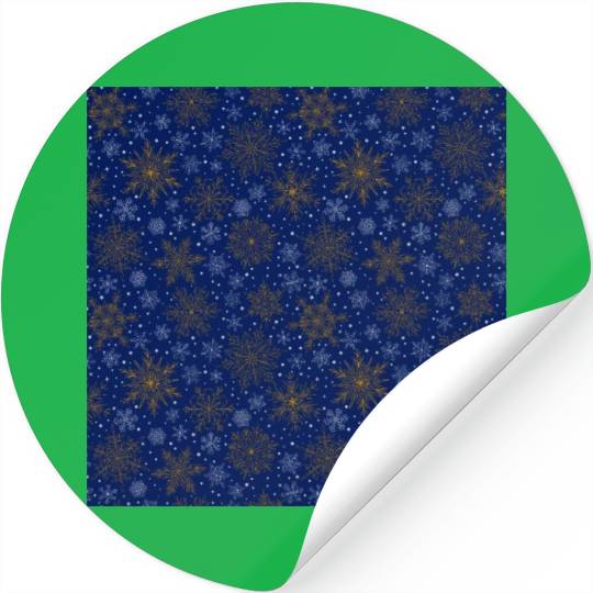 Snowflakes Pattern Blue Gold Stickers