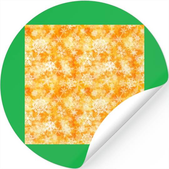 Orange White Snowflakes Pattern Stickers