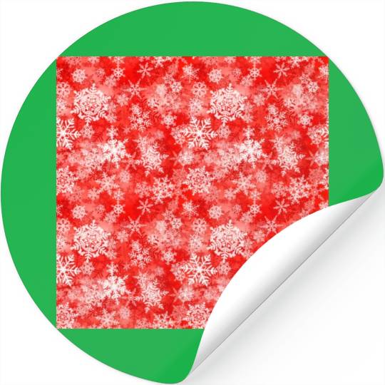 Red White Snowflakes Pattern Stickers