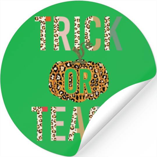 Trick Or Teach Leopard Print Halloween Stickers