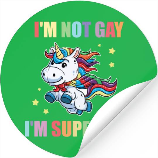 LGBT Funny Rainbow Unicorn Super Gay Lesbian Pride Stickers