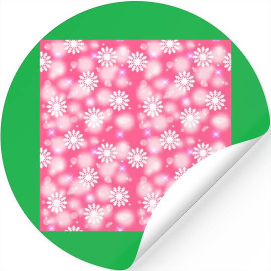 Pink White Snowflakes Pattern Stickers