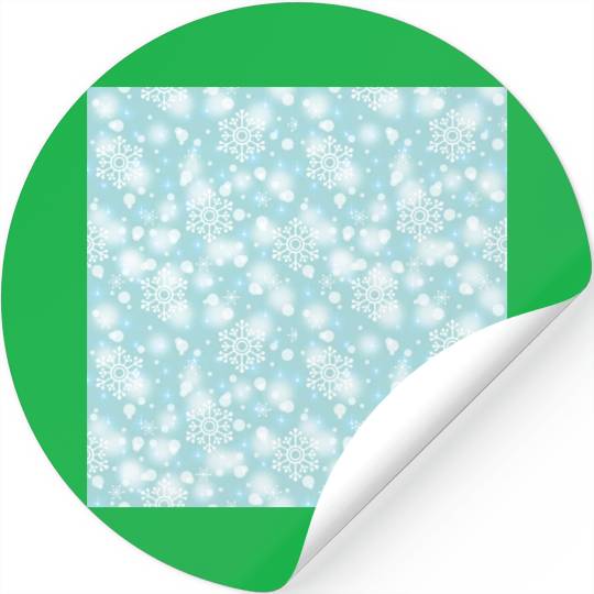 Teal Snowflakes Pattern Stickers