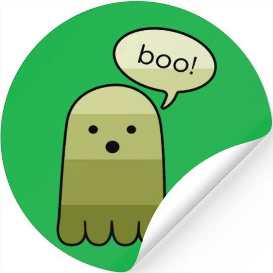 Olive Green Boo Ghost Halloween Stickers