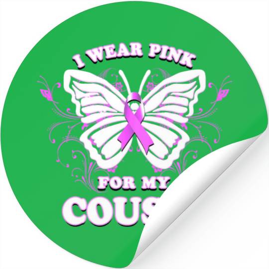 Breast Cancer Awareness Wear Pink Ribbon Cousin Stickers