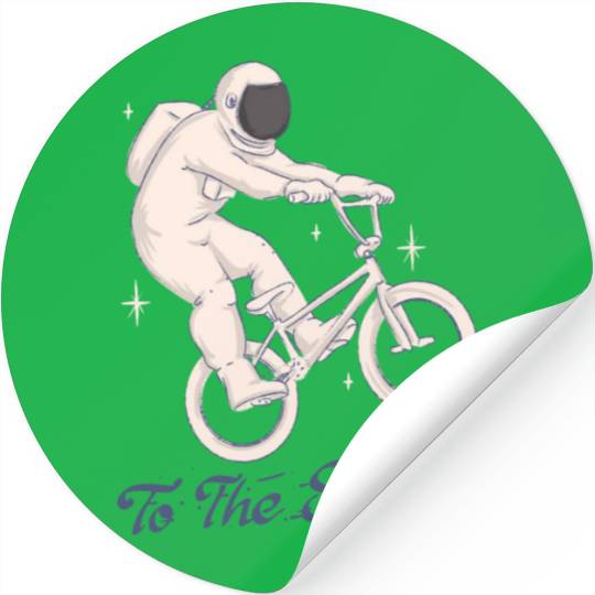 astronaut cyclist ride bike to the stars Stickers