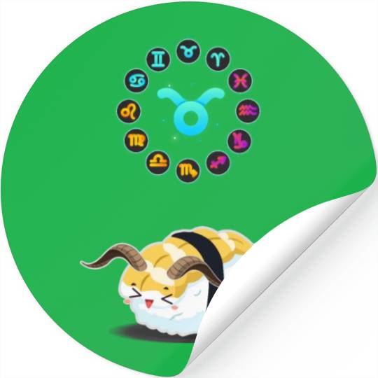 Japanese Sushi Funny Taurus Zodiac Sushi Lover Pun Stickers