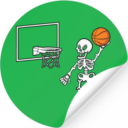 Basketball Skeleton Halloween Bones Trick Or Treat Stickers