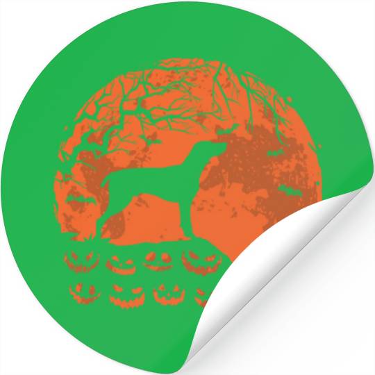 German Shorthaired Pointer And Moon Halloween Stickers