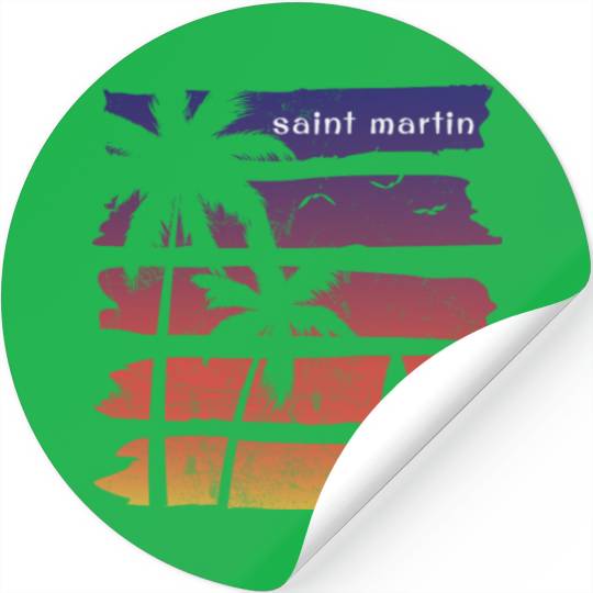 Cool Saint Martin Surfing Fan Beach Palm Tree Stickers
