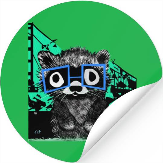 Raccoon #3 Mary Jane Bookworm Stickers