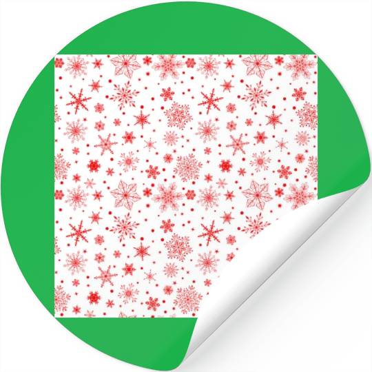 Snowflakes Pattern Red White Stickers