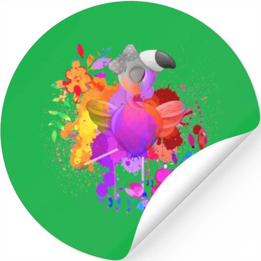 Flower Dance Flamingo Splash of Colors Art Stickers