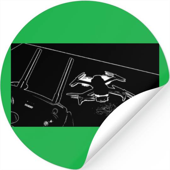 A Drone and a Remote Control in Black and White Stickers