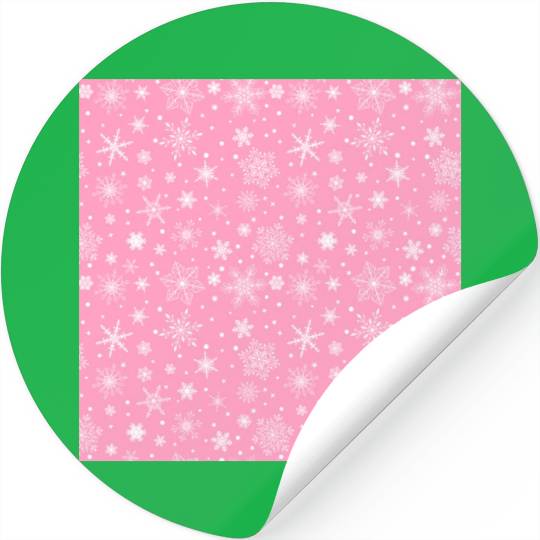 Snowflakes Pattern Pink White Stickers