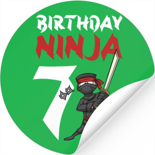 Birthday Party 7 Years Old Japanese Ninja Birthday Stickers