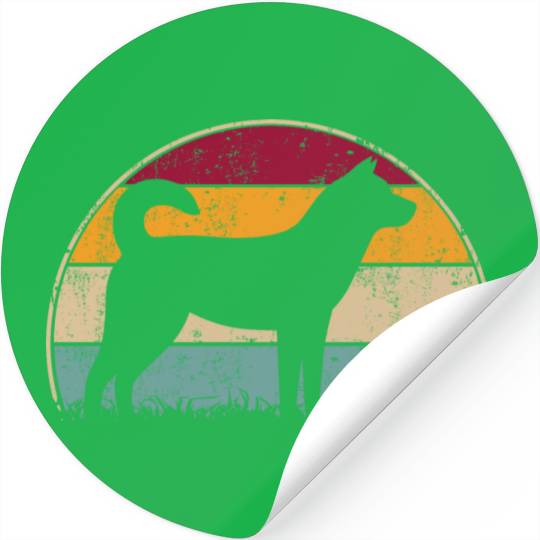 Korean Jindo Dog Retro Vintage Sunset Silhouette Stickers