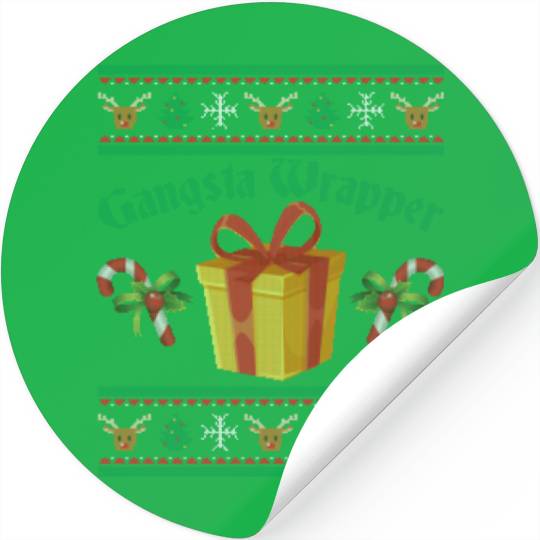 Gangsta Wrapper Christmas Candy Canes Stickers