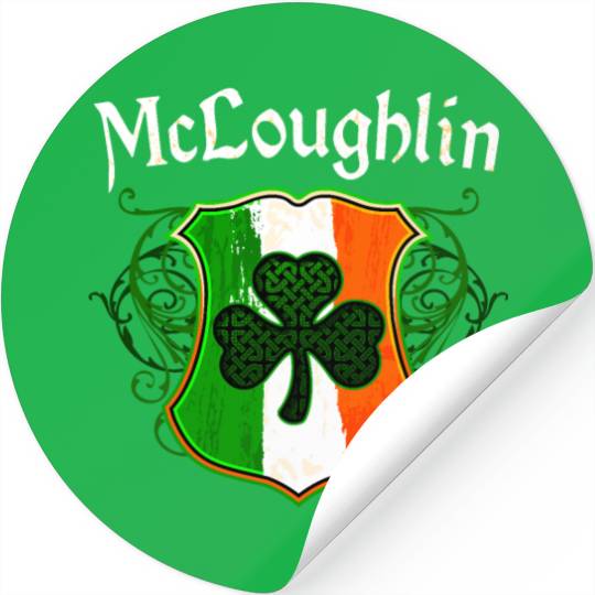 McLoughlin Irish Surname Ireland Flag Shamrock Stickers