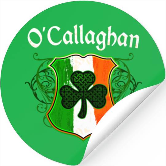 O'Callaghan Irish Surname Ireland Flag Shamrock Stickers