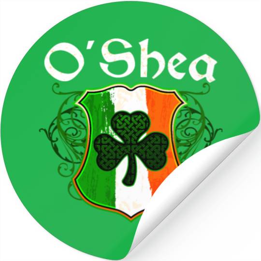 O'Shea Irish Surname Ireland Flag Shield Shamrock Stickers
